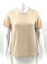 Womens Size XS Banana Republic Crew Neck Top Beige with Gold Sparkles - RealThreads